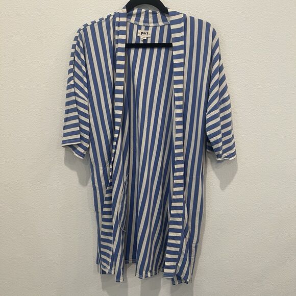 PACT Organic Staycation Short Robe In Hideaway Stripe Sz Xs/s Missing Waist Tie! - Picture 2 of 7